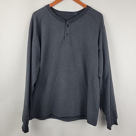 Lululemon All Town Henley Shirt Mens XL Gray Super Soft French Terry Heavyweight - Picture 1 of 10